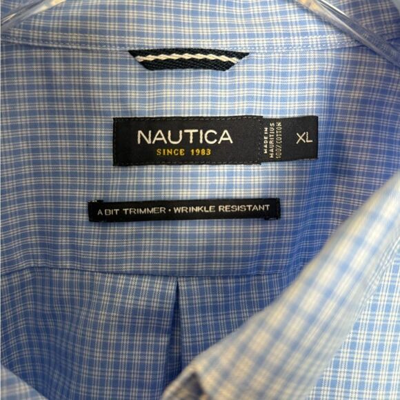 Nautica Mens Button Down Dress Shirt Wrinkle Resistant Slimmer Fit XL - Picture 3 of 6